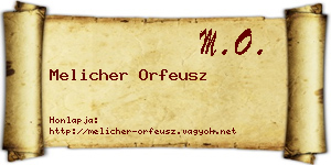 Melicher Orfeusz névjegykártya